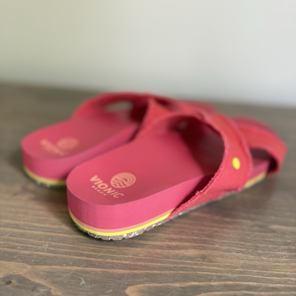 Vionic Red Cross-Strap Slide Sandals - Picture 4 of 7